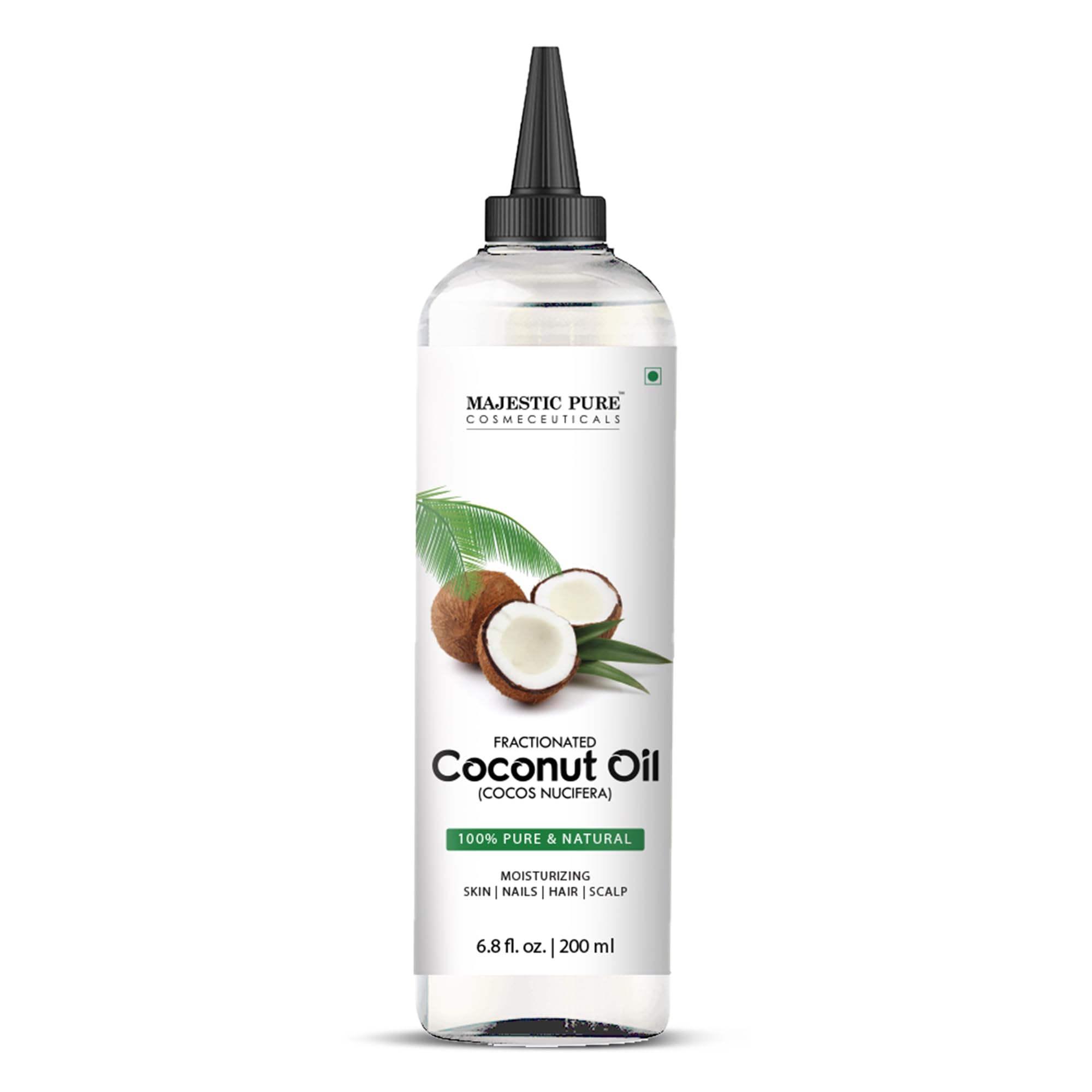 Majestic Pure huile coco fractionnée – bouteille prête à l'emploi pour massage et hydratation