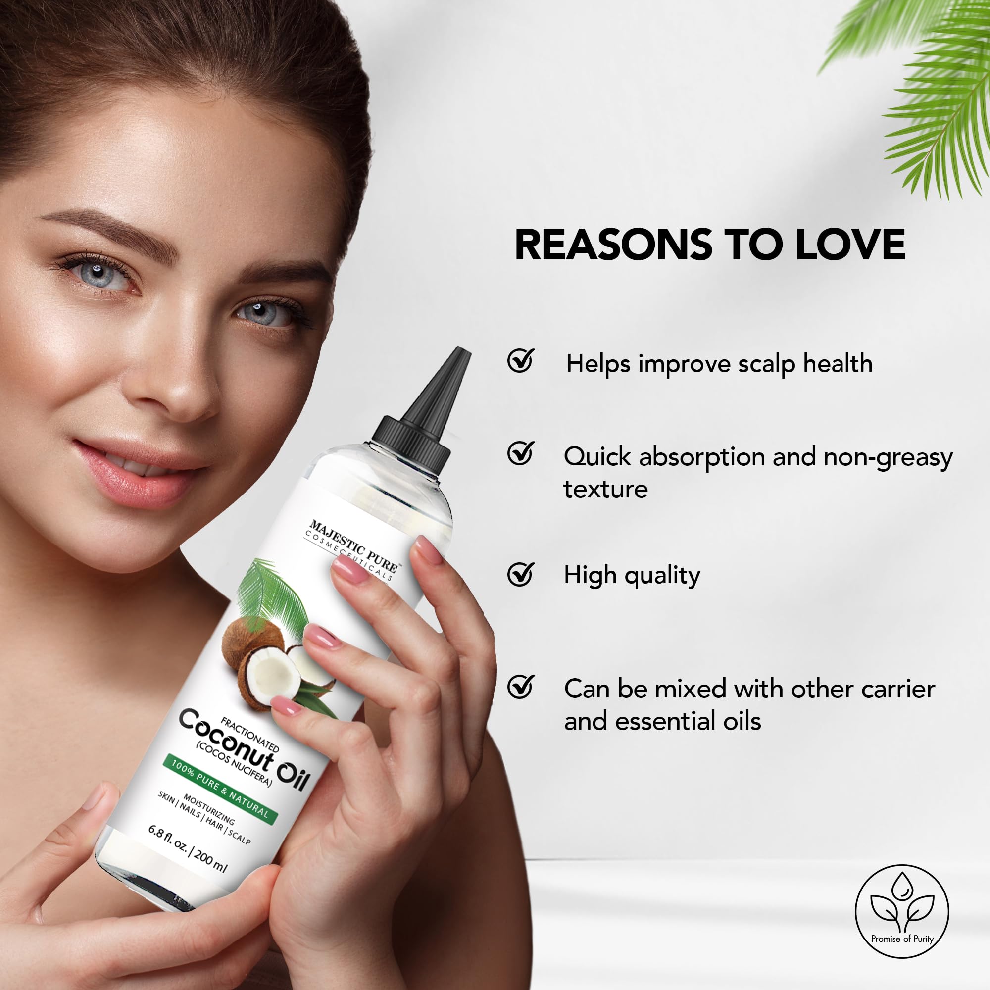 Majestic Pure huile coco fractionnée – hydratation corporelle légère