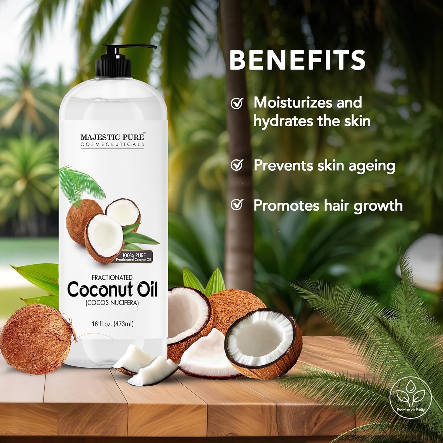 Majestic Pure huile fractionnée comme base de massage aromathérapie et soins visage.