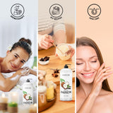 Majestic Pure huile coco fractionnée, facile à mélanger avec d'autres huiles essentielles.