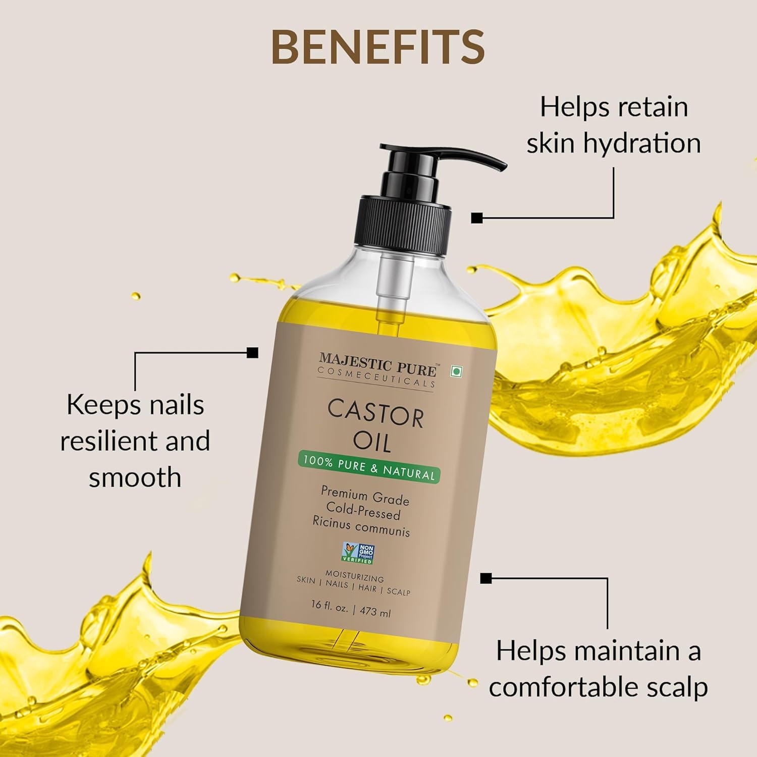 Application massage corporel avec l’huile Majestic Pure, douceur et hydratation.