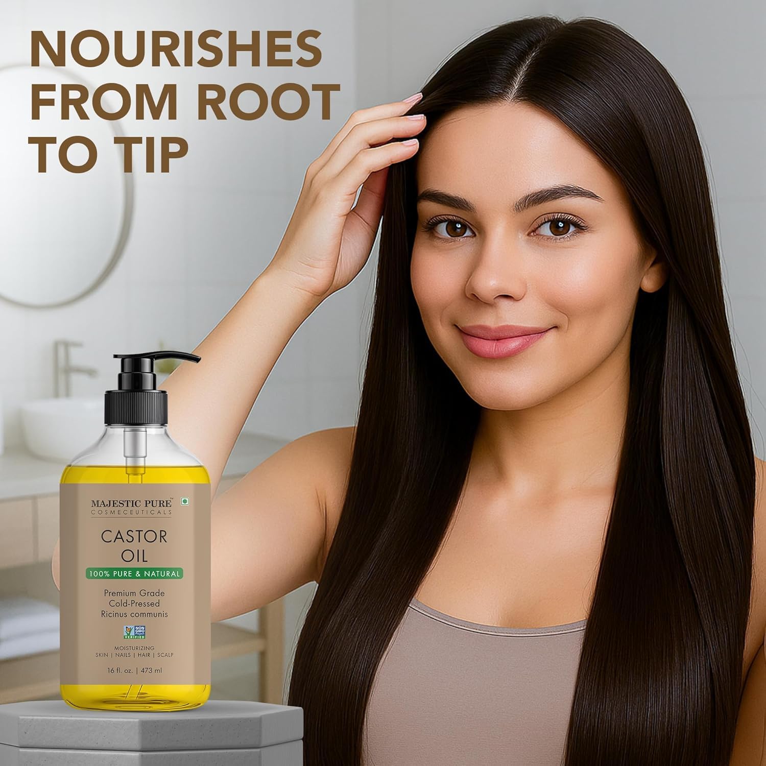 Enrichissement capillaire doux avec Majestic Pure pour cheveux nourris.