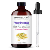 Majestic Pure huile essentielle d encens, bouteille ambrée et pipette pour diffusion précise.