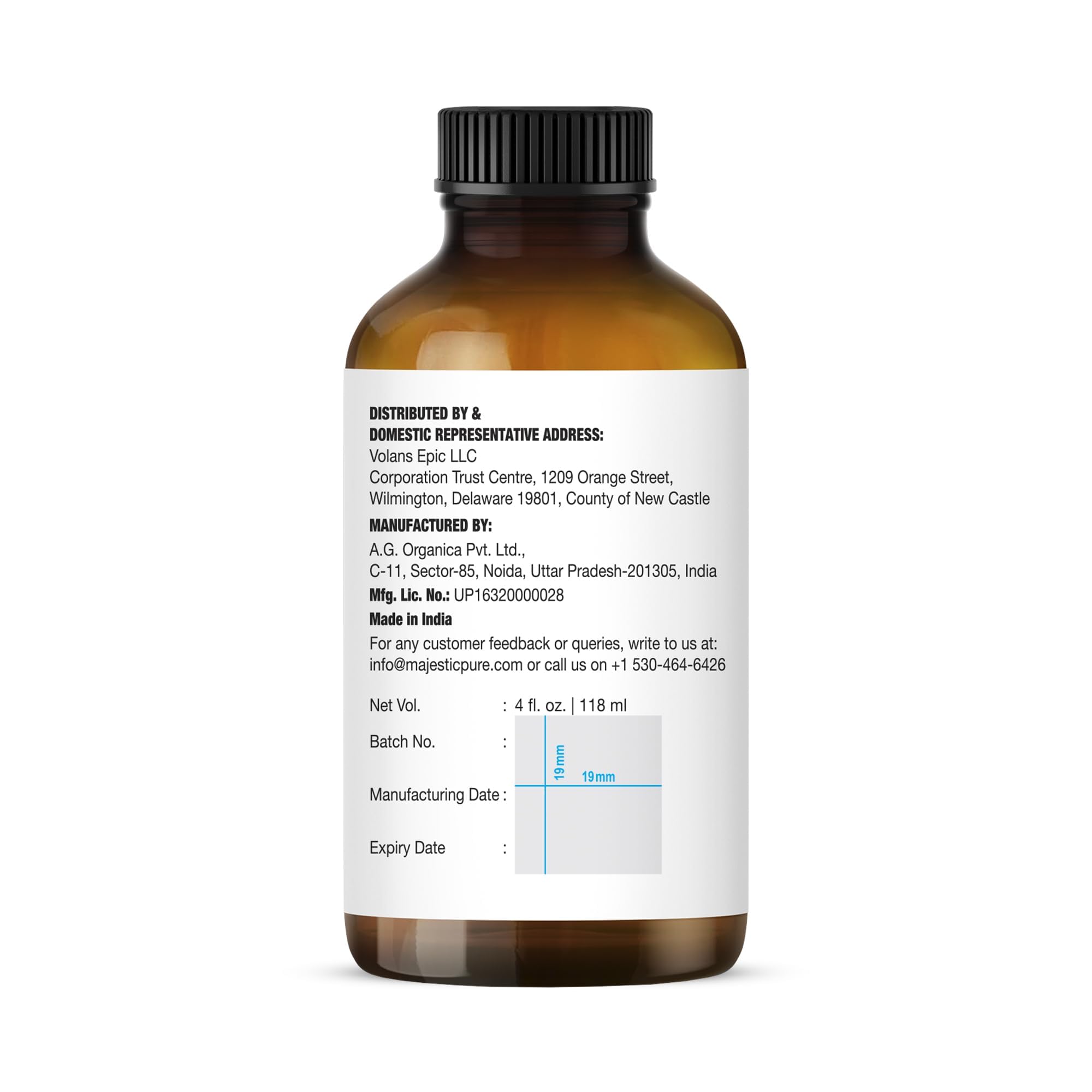 Majestic Pure huile essentielle d encens, emballage ambré protège la qualité et les arômes.