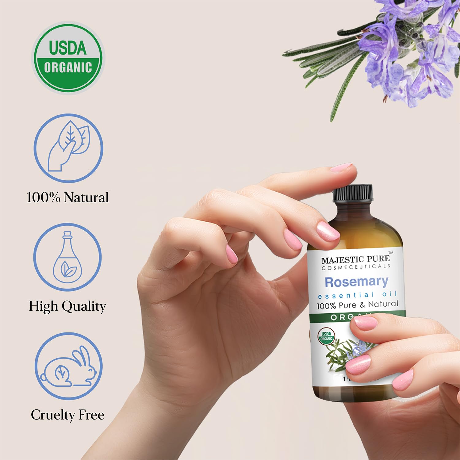 Majestic Pure huile essentielle romarin, diffuseur en action offrant une expérience d’aromathérapie.