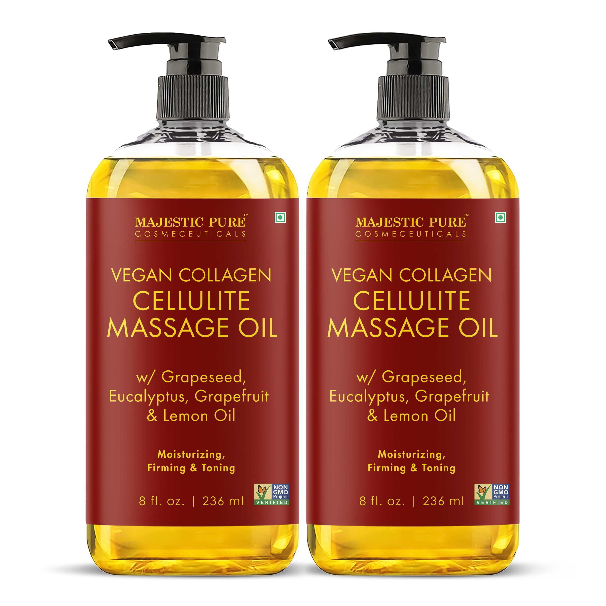 Majestic Pure huile-firmante-corps bouteille-236ml offre hydratation durable et peau plus lisse.