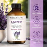 Bouteille Majestic Pure lavande en verre ambré avec pipette pour dosage précis.