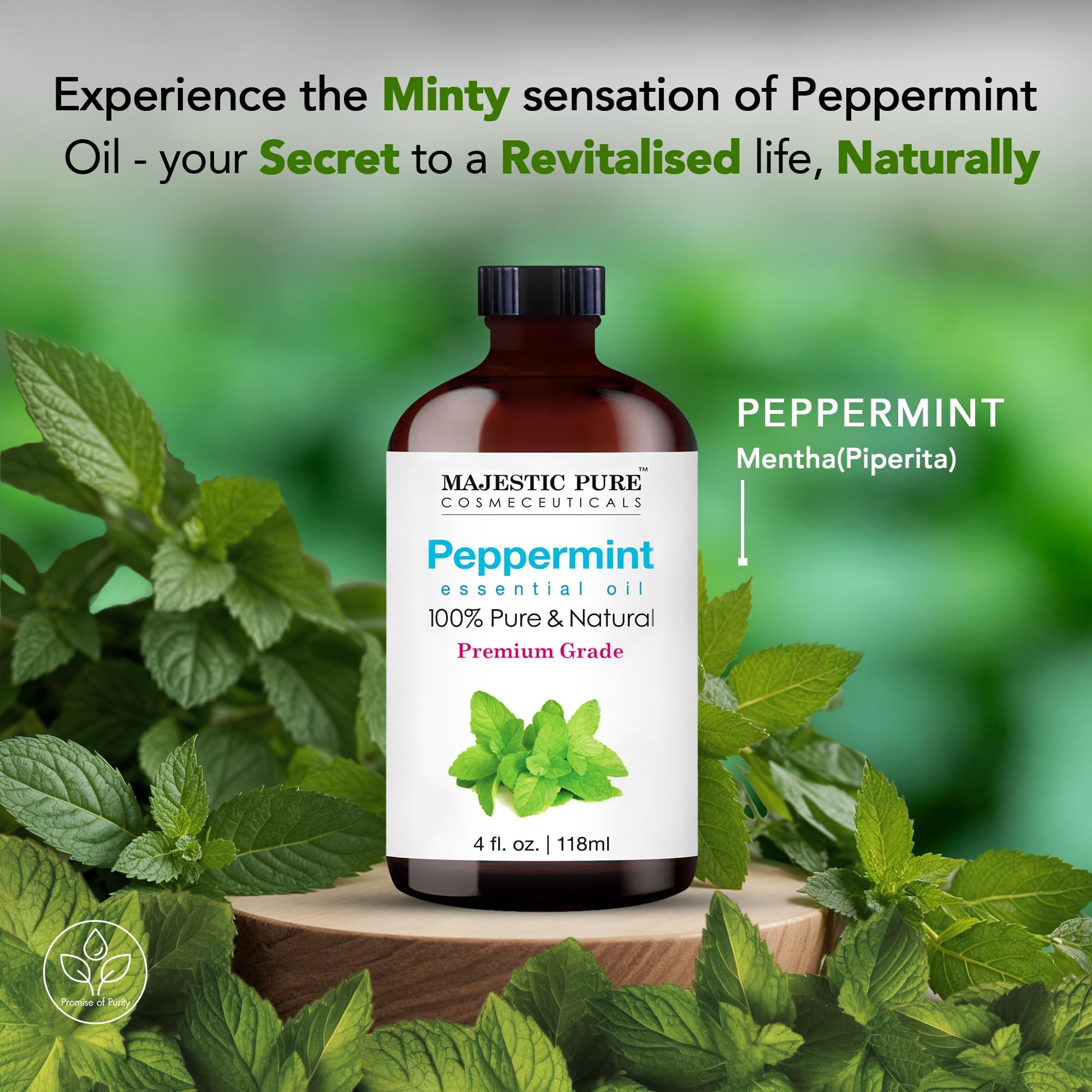Majestic Pure menthe poivrée, arôme frais pour aromathérapie et diffusion.