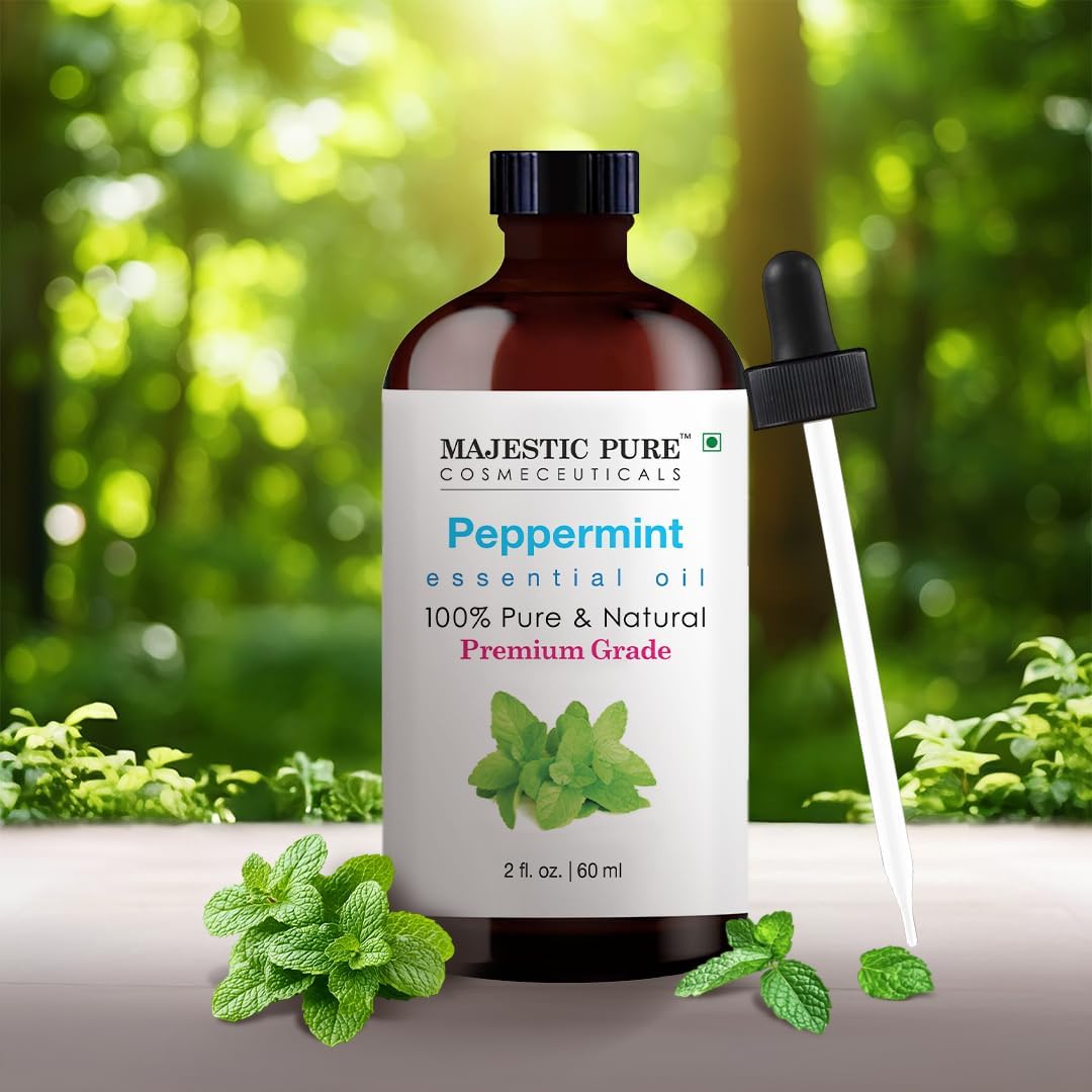 Majestic Pure huile Menthe Poivrée avec pipette intégrée, contrôle précis du dosage.