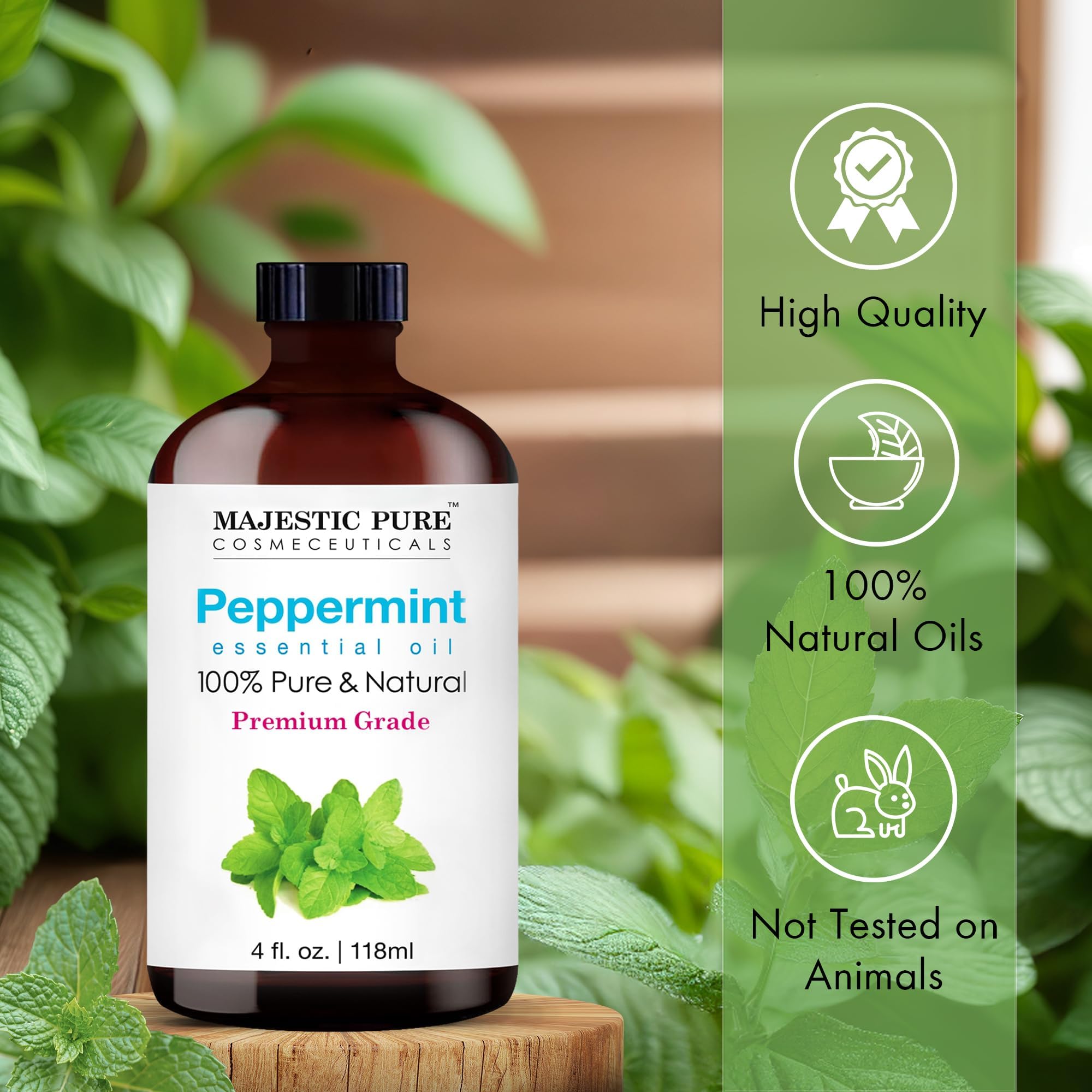 Majestic Pure menthe poivrée, goutteur intégré pour dosage précis.