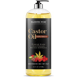 Majestic Pure huile de ricin en bouteille prête à l'emploi pour cheveux.