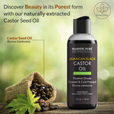 Huile ricin noire Majestic Pure sur cheveux, brillance et douceur.