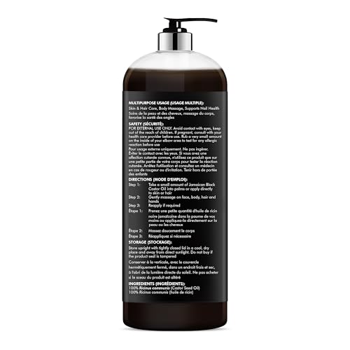Majestic Pure Huile Ricin Noire Jamaïcaine - sans OGM pour routine naturelle.