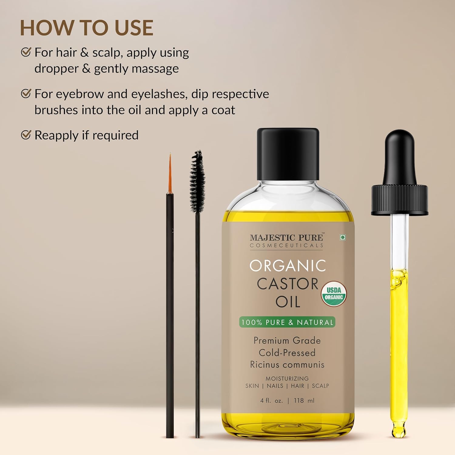 Soin corporel polyvalent Majestic Pure, hydratation pour peau sèche et cheveux.