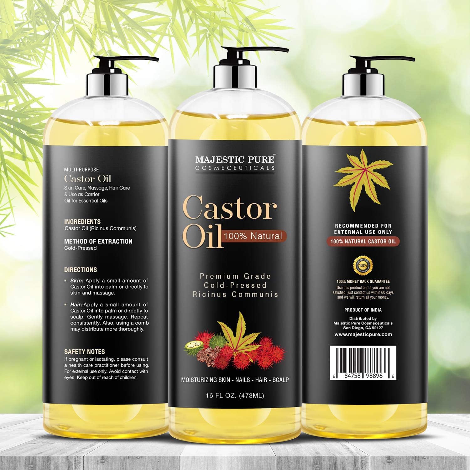 Majestic Pure huile de ricin verseuse – application facile.
