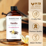 Majestic Pure huile vanille-compte-gouttes-verre, utilisation précise et arôme durable.