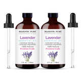 Huile essentielle Majestic Pure lavande dans bouteille ambree avec compte-gouttes pour diffusion précise