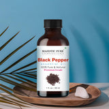 Majestic Pure Poivre Noir, flacon ambré, utilisation en aromathérapie et diffusion.