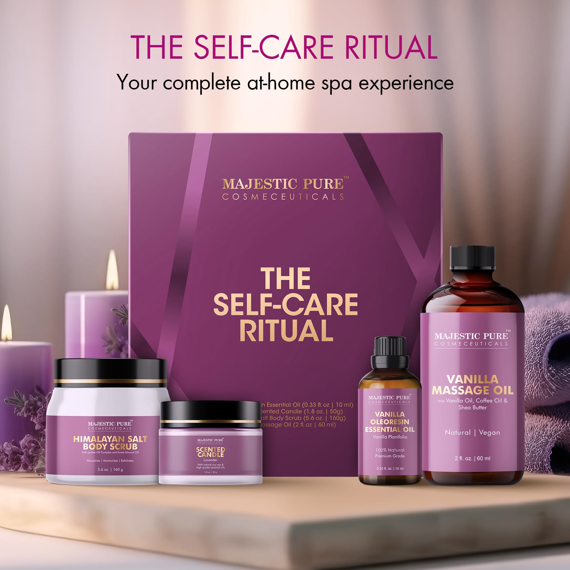 Majestic Pure coffret spa — gommage sel Himalaya pour peau douce et lisse.