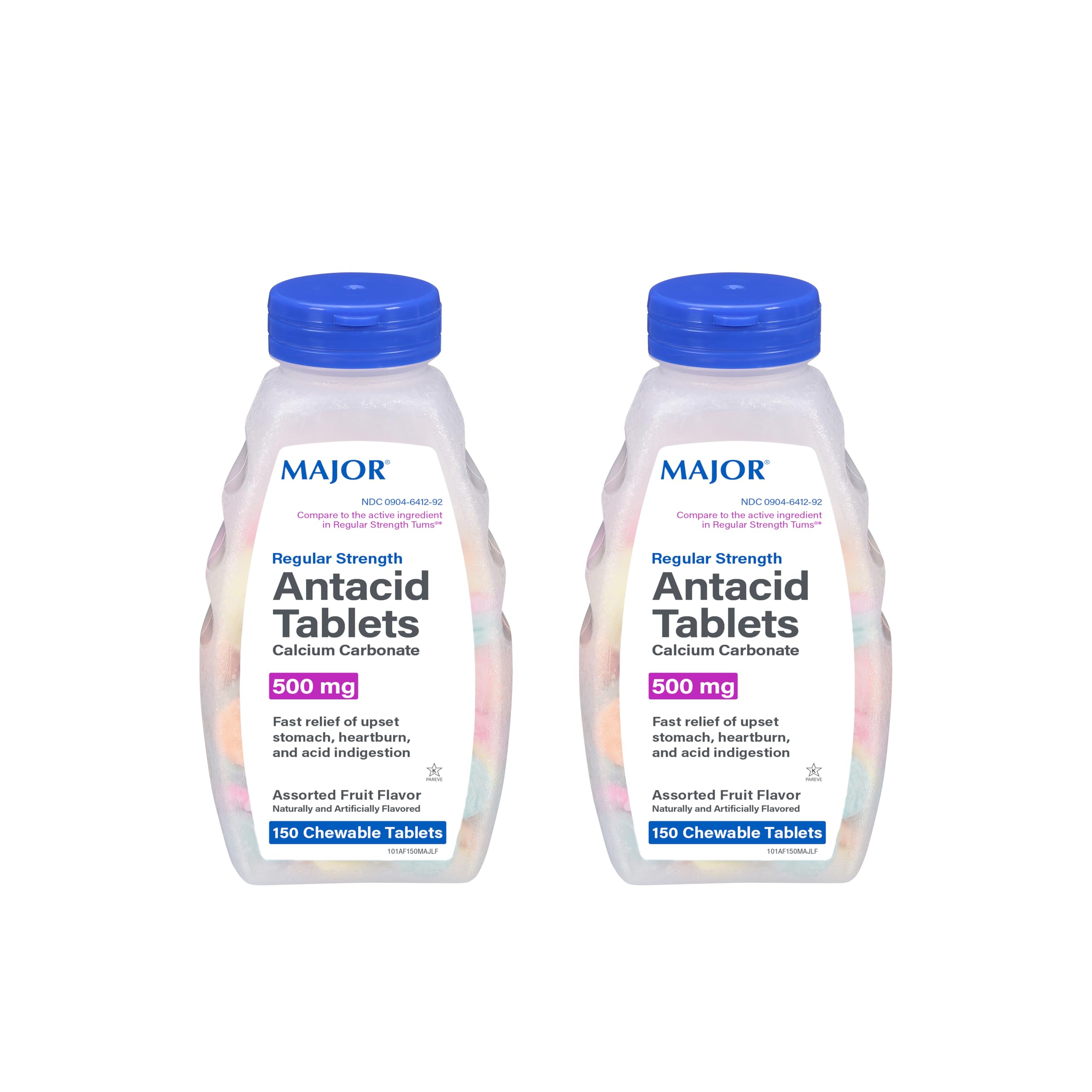 MAJOR tablettes antacide 500 mg en bouteille, soulage les brûlures d'estomac.