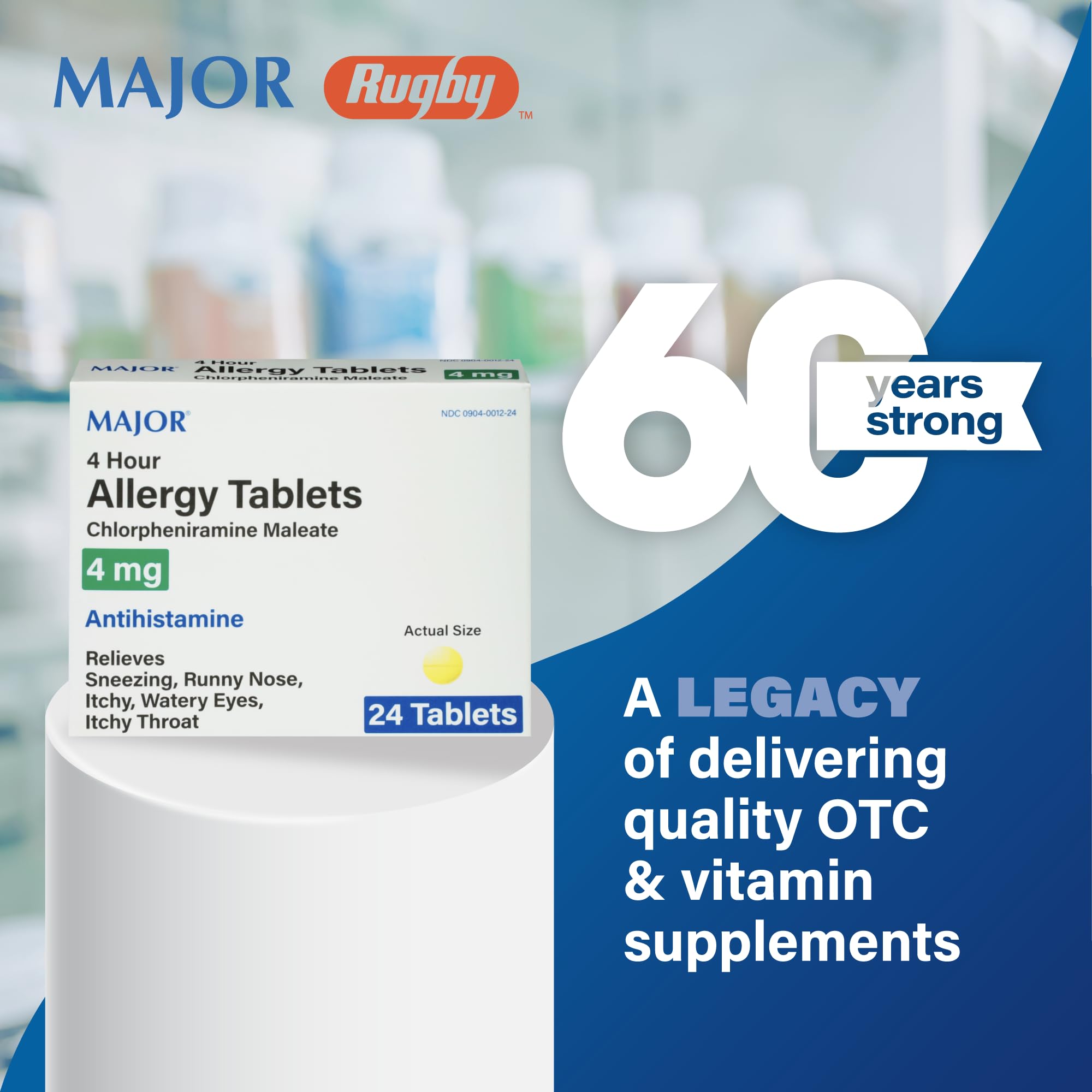 MAJOR comprimés allergie 4 heures, emballage: présentation pratique et accessible.