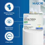 MAJOR comprimés allergie 4 heures, étiquette: informations claires et posologie.