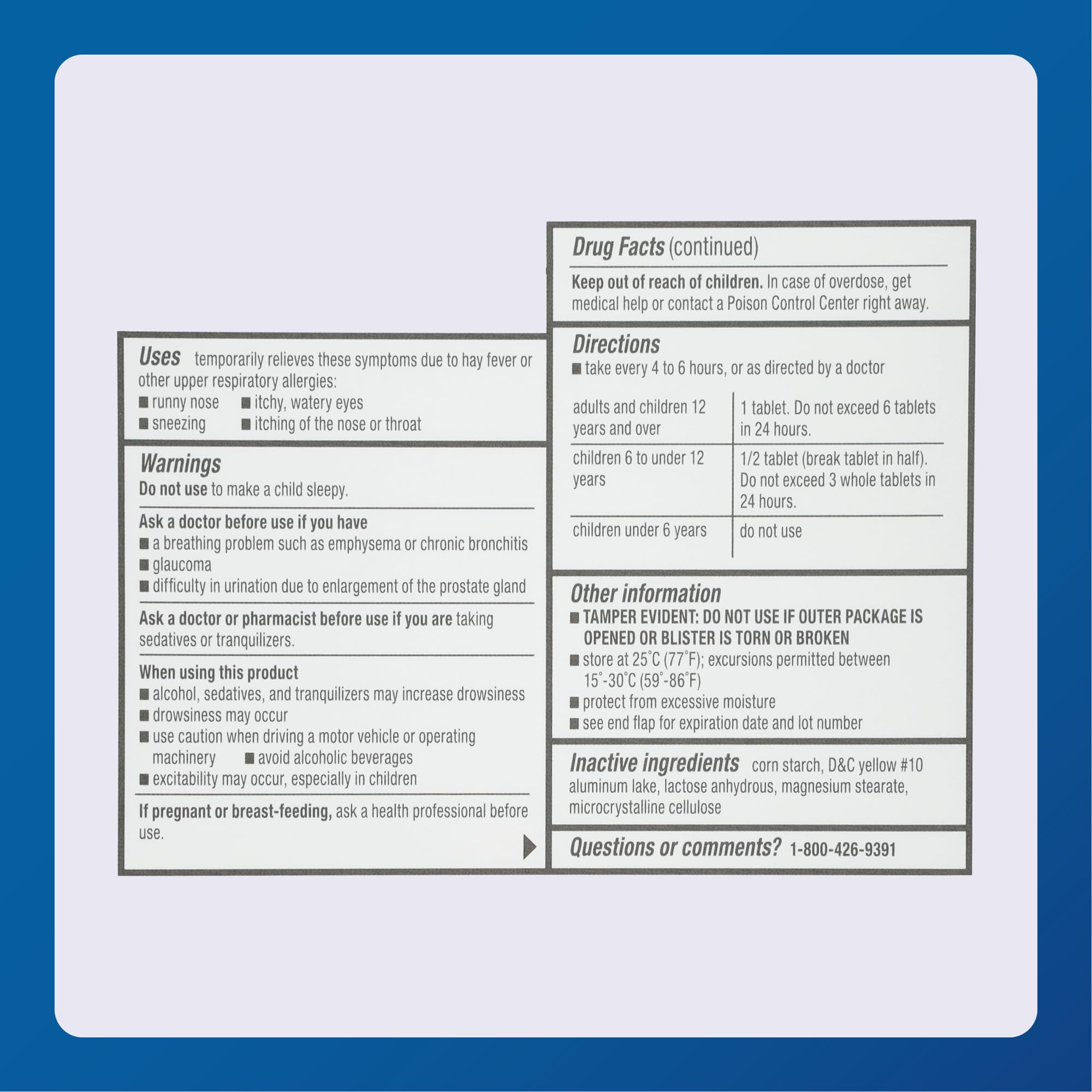 MAJOR comprimés allergie 4 heures, mode de prise: prise recommandée et pratique.