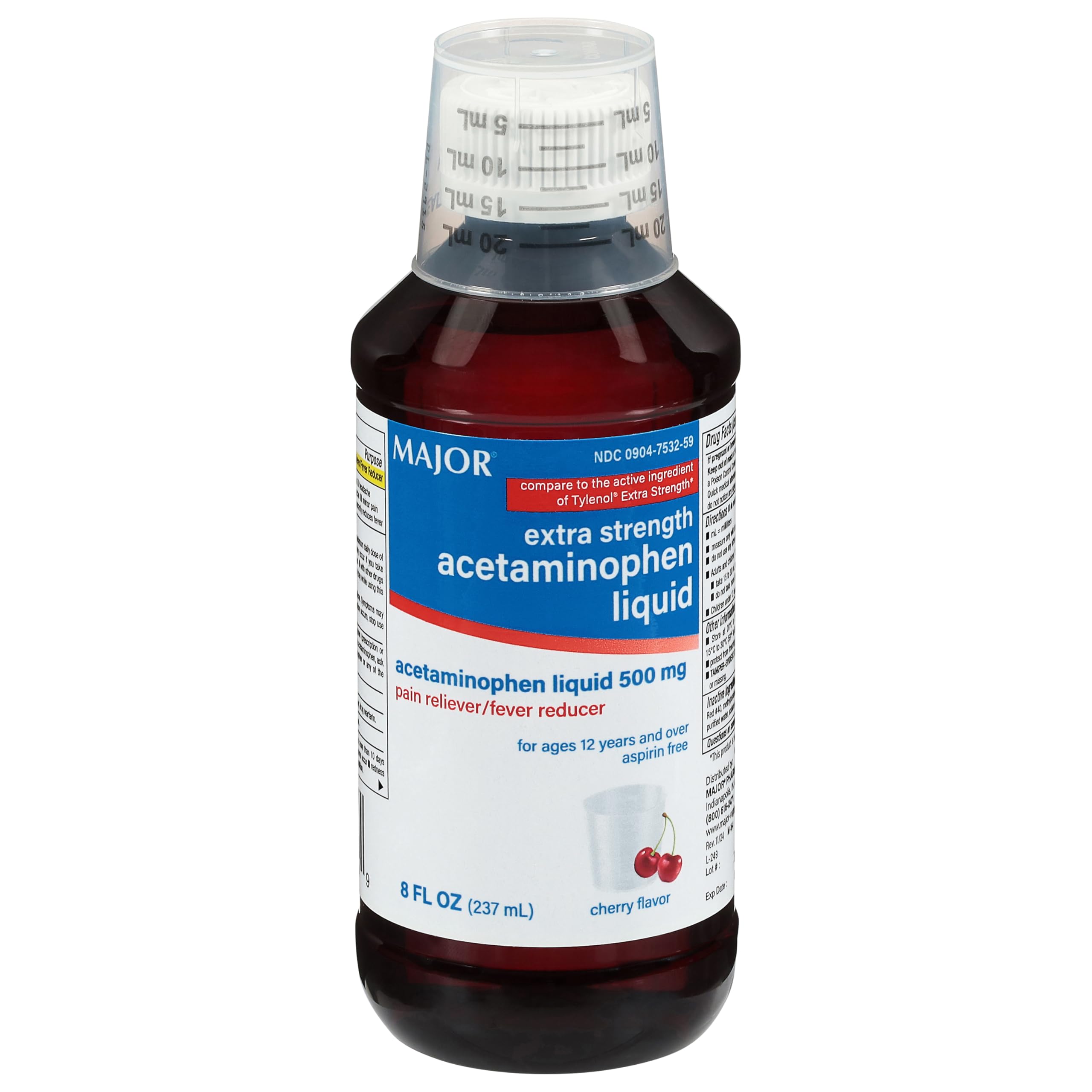 MAJOR Acétaminophène 500 mg en bouteille pour soulager les douleurs potentielles.