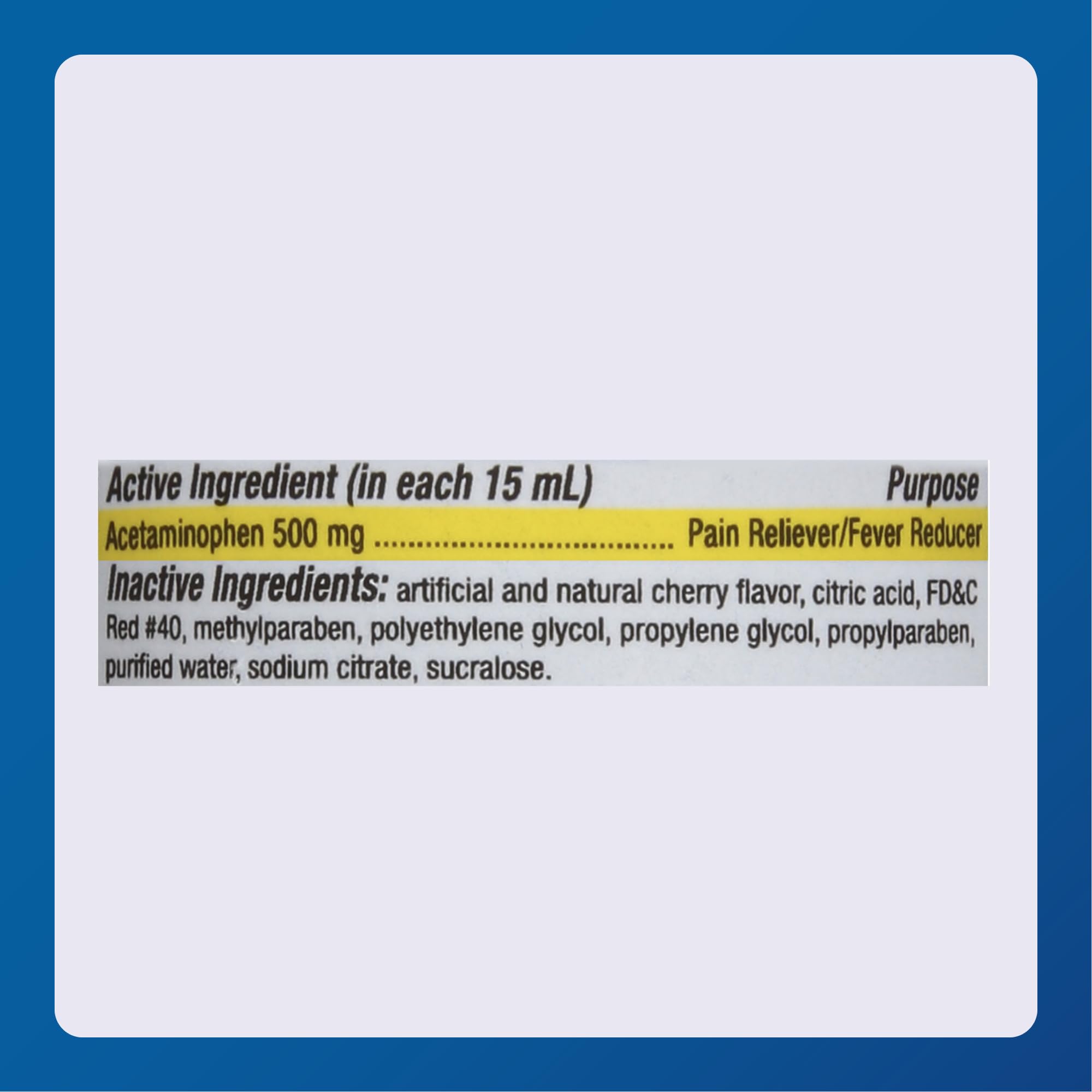 MAJOR acétaminophène liquide, démarche qualité et emballage soigné.