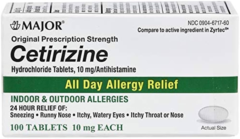 MAJOR All Day Allergy boîte de 100 comprimés blancs, dose 10 mg