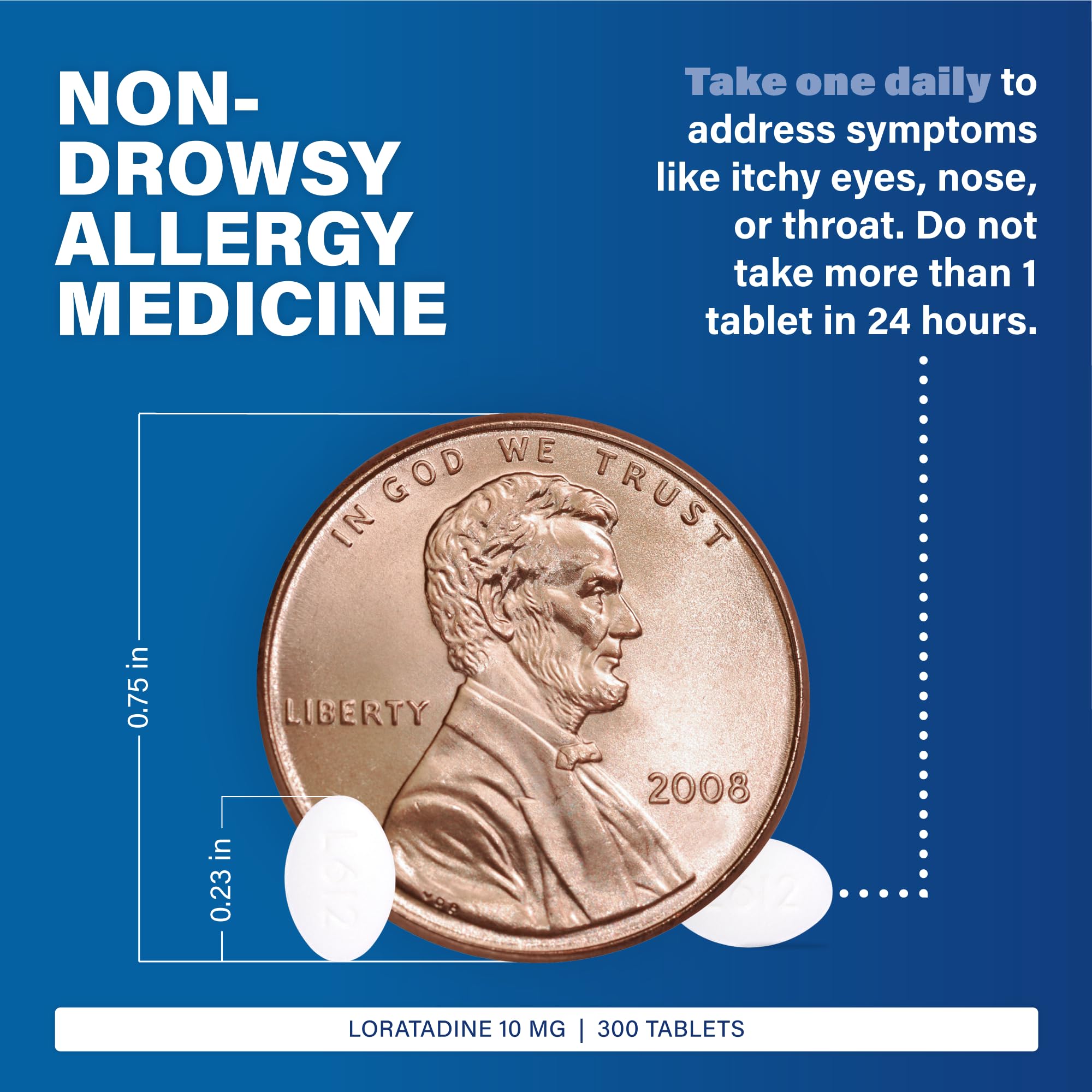 Major Allergy Loratadine – emballage de 300 comprimés prêt pour le quotidien.