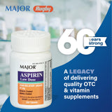 MAJOR aspirine 81 mg, comprimés faciles à avaler avec eau.