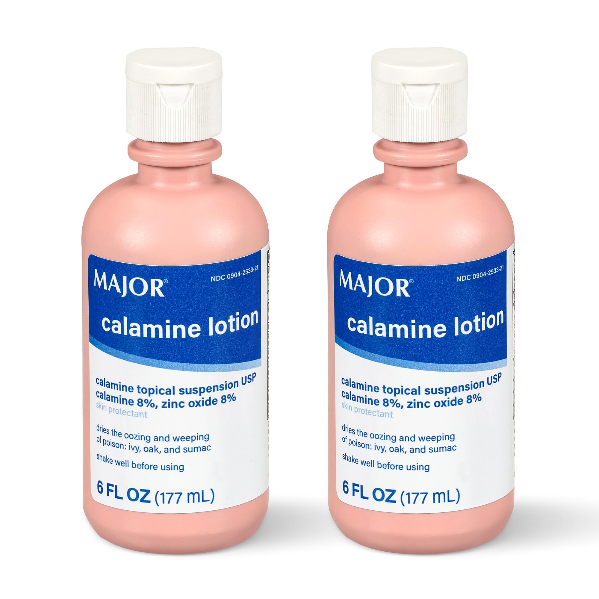 MAJOR Calamine Lotion emballage 6oz, prêt pour soins cutanés quotidiens.
