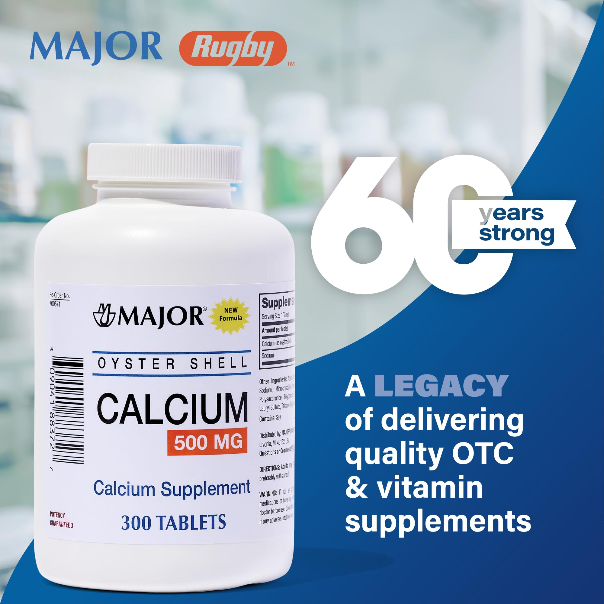 MAJOR Calcium coquille d'huître, dosage quotidien simple avec deux prises journalières.