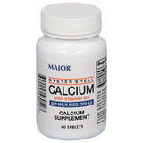 major calcium coquille d'huître - bouteille montrant le produit et son apport potentiel pour la santé osseuse.