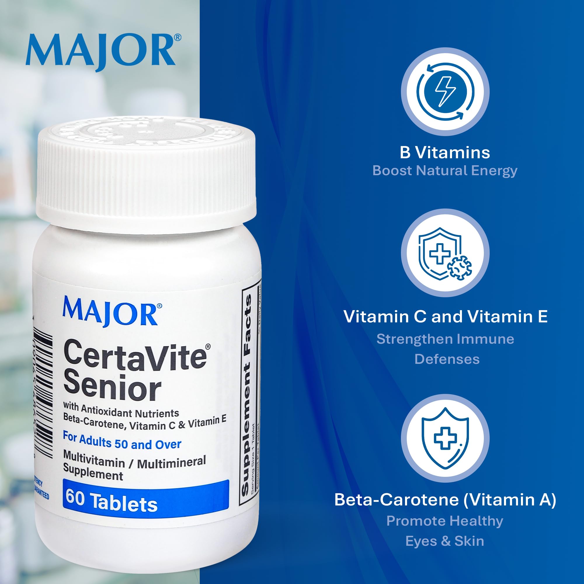 MAJOR CertaVite Senior – fiche nutritionnelle utile pour suivre l’apport en nutriments.