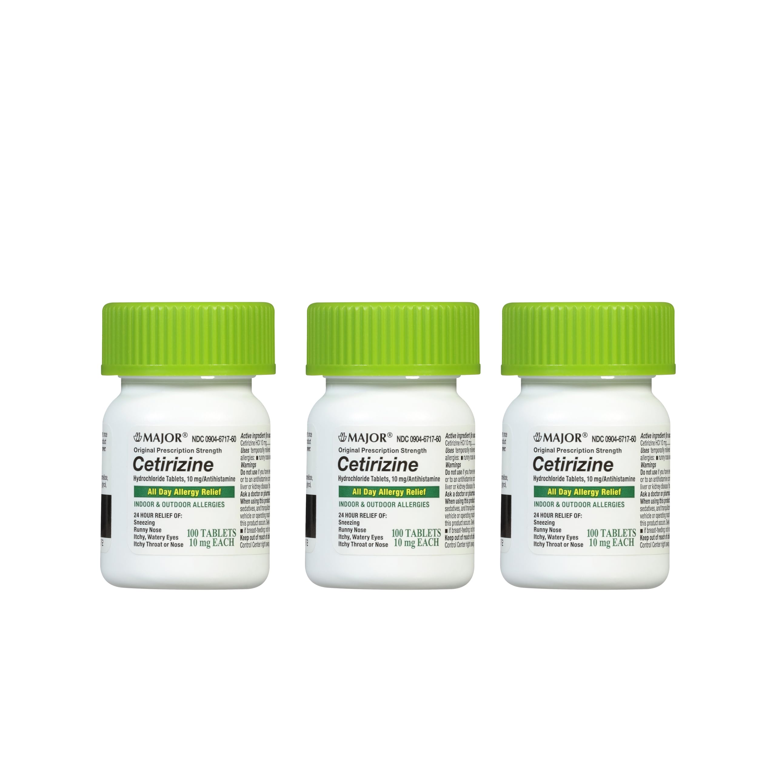 MAJOR Cetirizine, boîte recto : soulagement potentiel des éternuements quotidiens