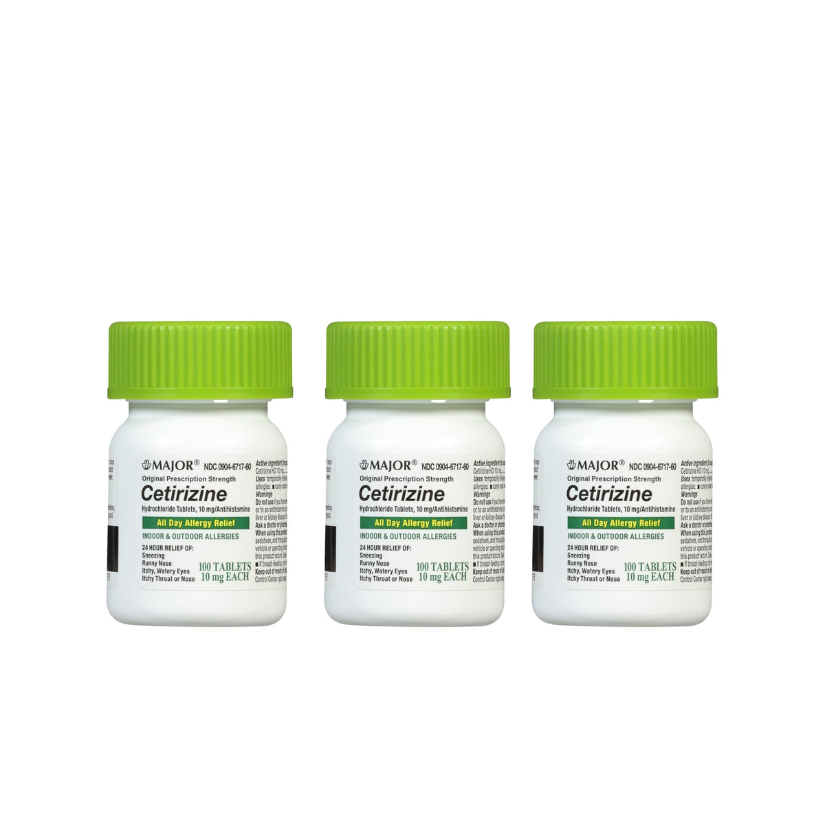 MAJOR Cetirizine, boîte recto : soulagement potentiel des éternuements quotidiens