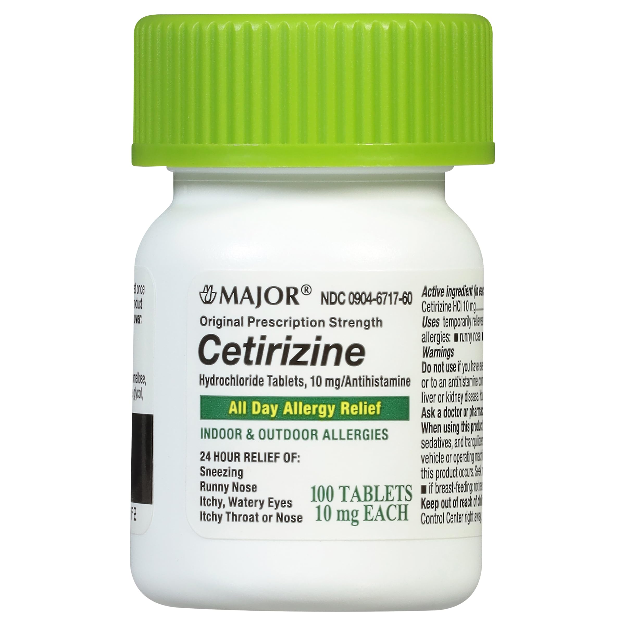 MAJOR Cetirizine, emballage extérieur prêt à l’emploi, pour allergie.