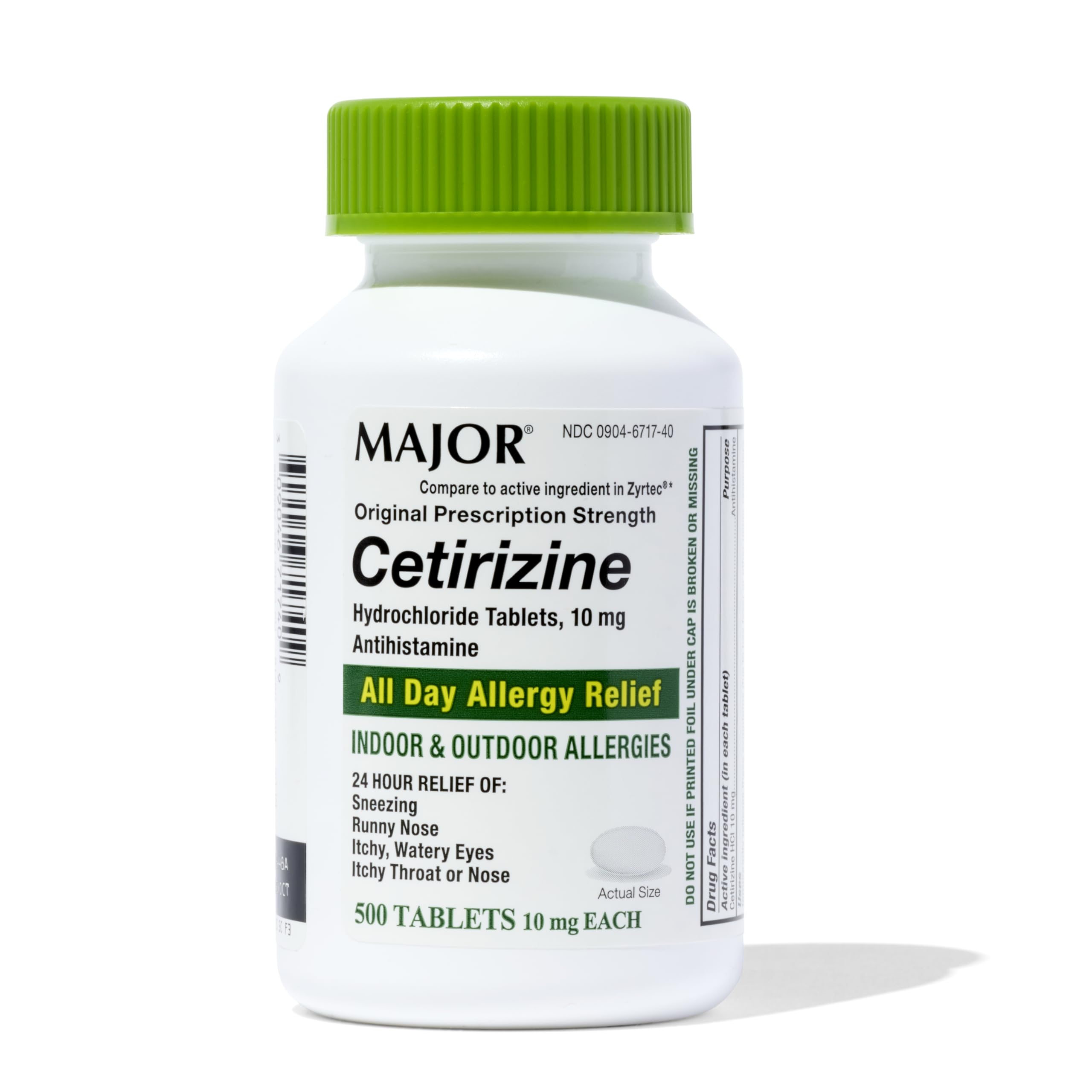 Major cétirizine tablettes 10 mg – boîte visible pour accès rapide lors d’éternuements