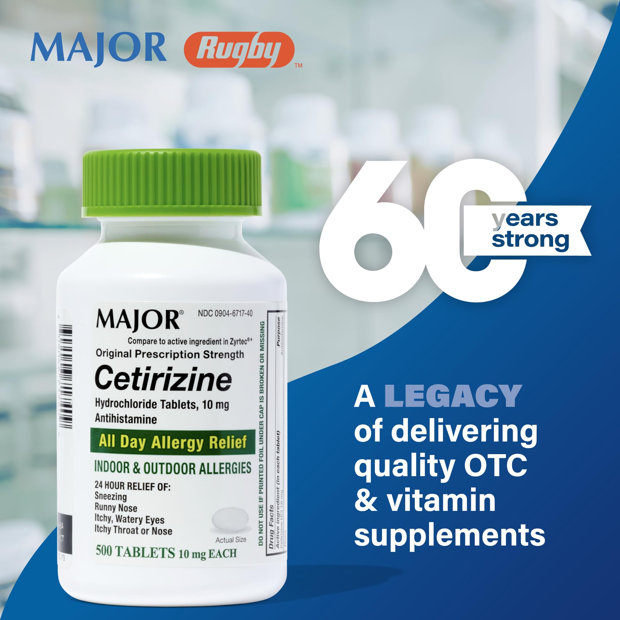 Major cétirizine tablettes 10 mg – bouteille pratique pour usage quotidien