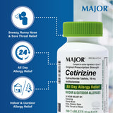 Major cétirizine tablettes 10 mg – emballage externe facile à stocker