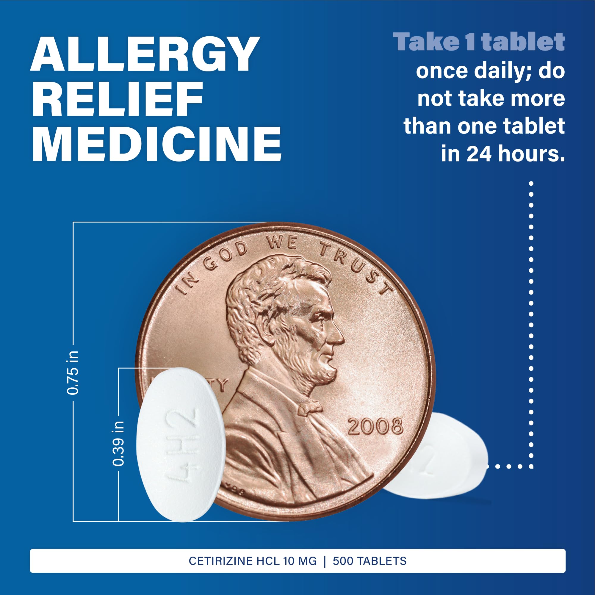 Major cétirizine tablettes 10 mg – étiquette lisible facilitant l’identification rapide
