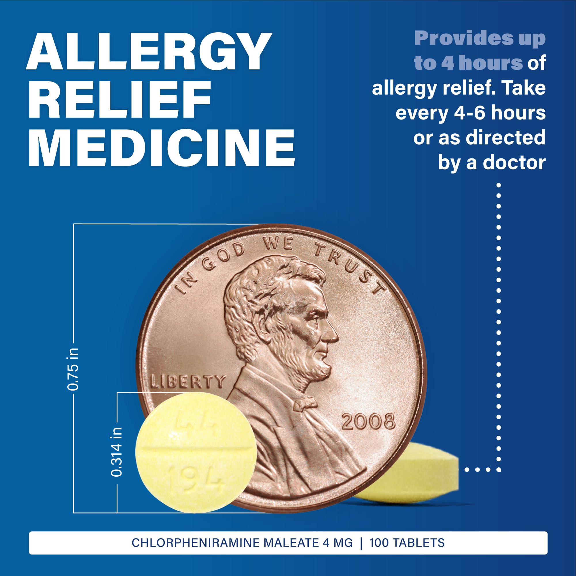 MAJOR chlorpheniramine 4 mg – tablettes faciles à prendre pour les allergies