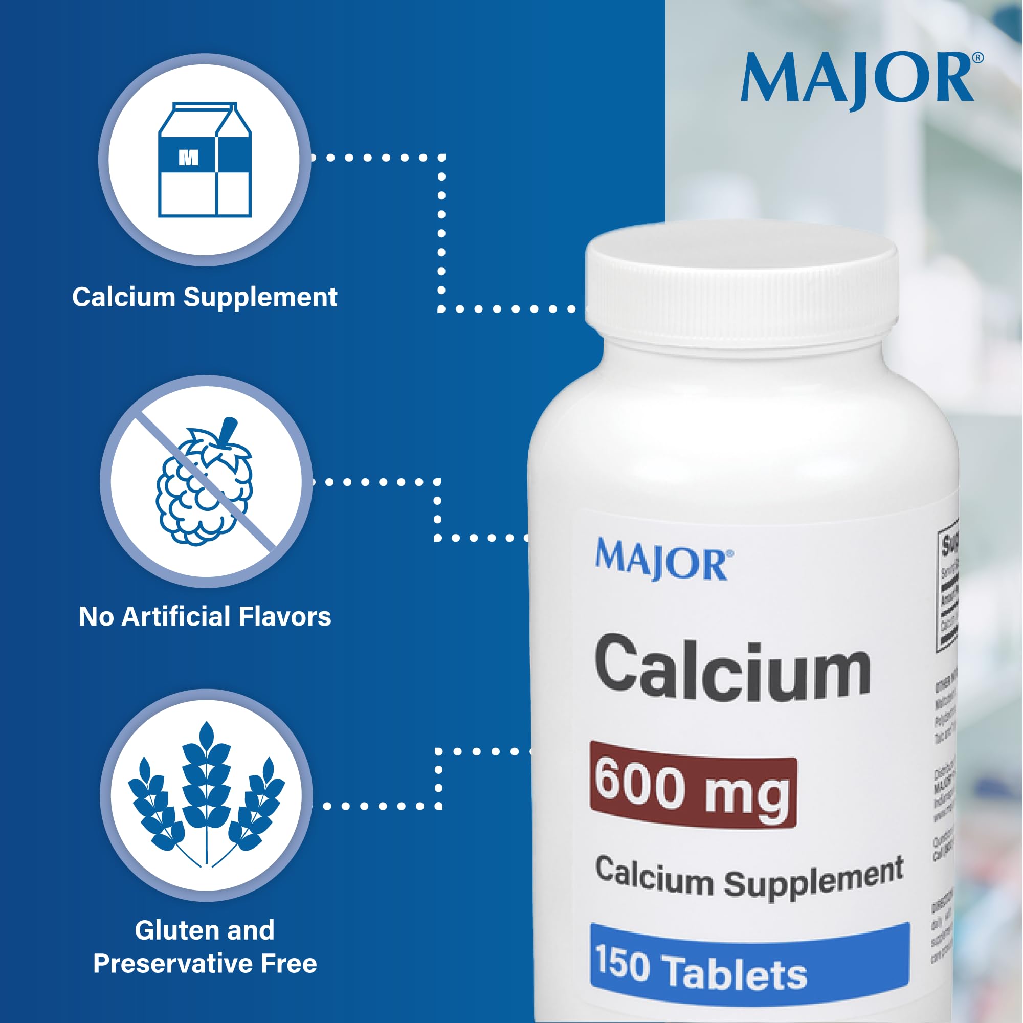 MAJOR comprimés calcium 600 mg, utilisez avec un repas pour optimiser l'absorption.