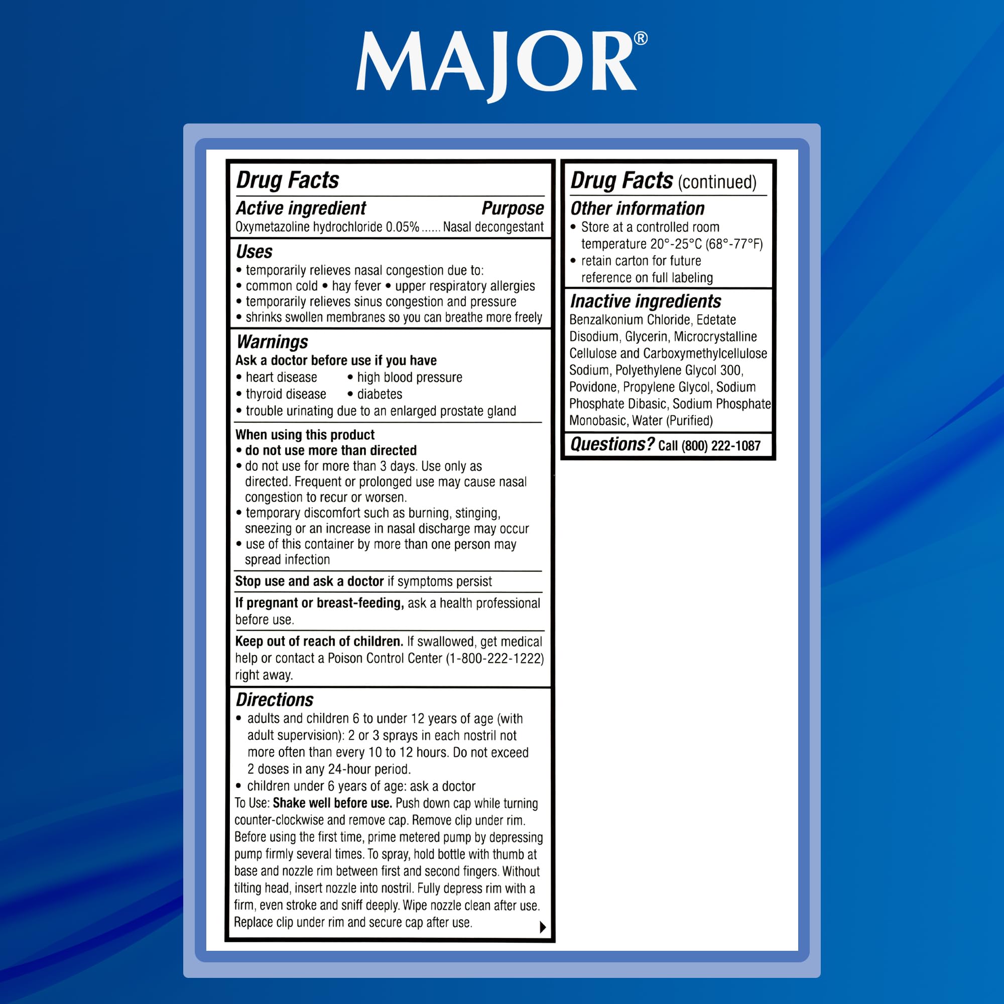 MAJOR Confort d utilisation nasal avec pompe fiable.