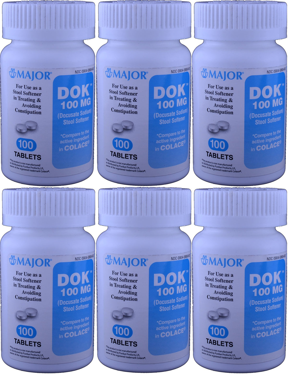 MAJOR Docucate Sodium: bouteille de comprimés pour un soulagement doux de la constipation.