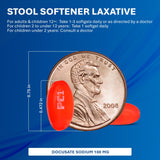 MAJOR Docusate Sodium 100 mg — étiquette lisible indiquant le dosage