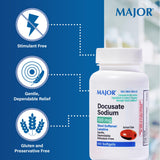 Boîte MAJOR Docusate Sodium, ensemble de 8 bouteilles pratiques pour les familles.