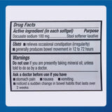Étiquette MAJOR Docusate Sodium, informations claires et usage quotidien possible.